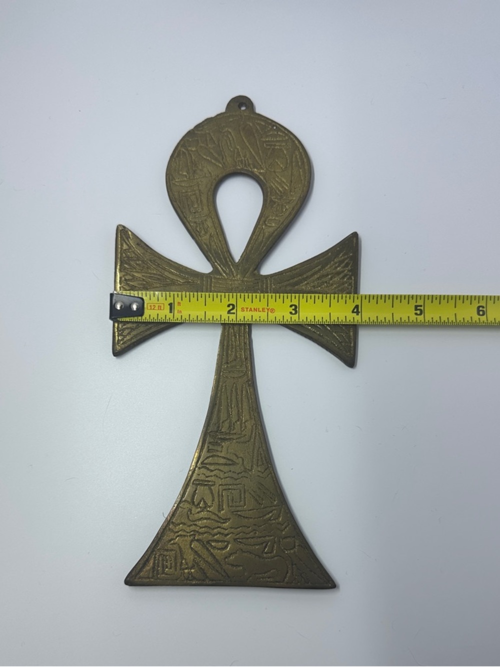 Decorative Ancient Egypt Brass Ankh Wall Cross - Antique Brass Hieroglyphics